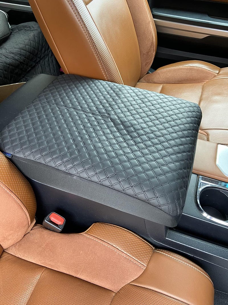 it's us Toyota Tundra Center Console Lid Armrest Cover (2014â€“2021) â€“ Pickup Truck Interior Protector, Black Synthetic Leather - Image 1